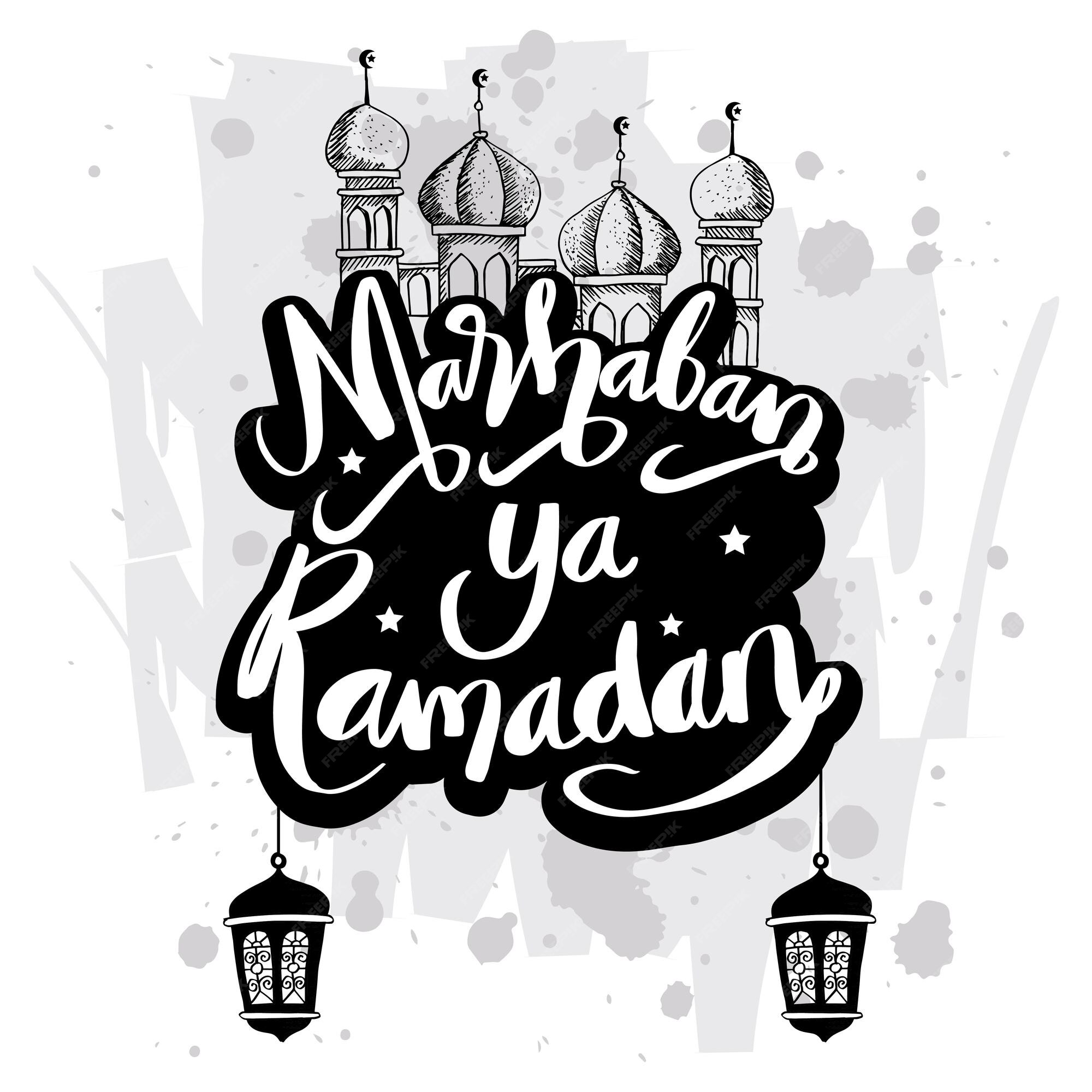 Premium Vector Marhaban Ya Ramadhan Greeting Card Concept