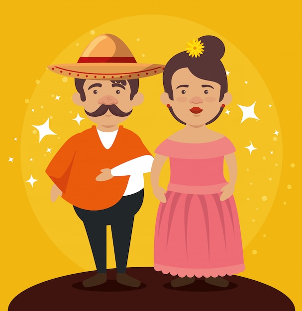 Free vector mariachi man with woman to celebrate day of the dead