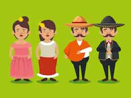 Free vector mariachi men and women to celebration event