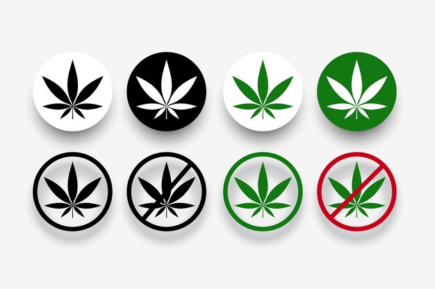 Marijuana banned symbols with leaf