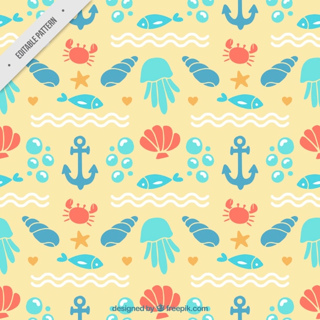 Free Vector marine animals with elements pattern