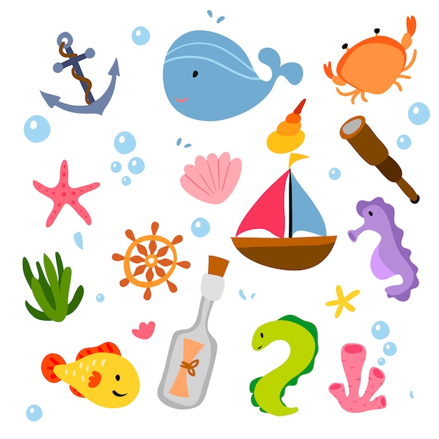 Free Vector marine elements collection