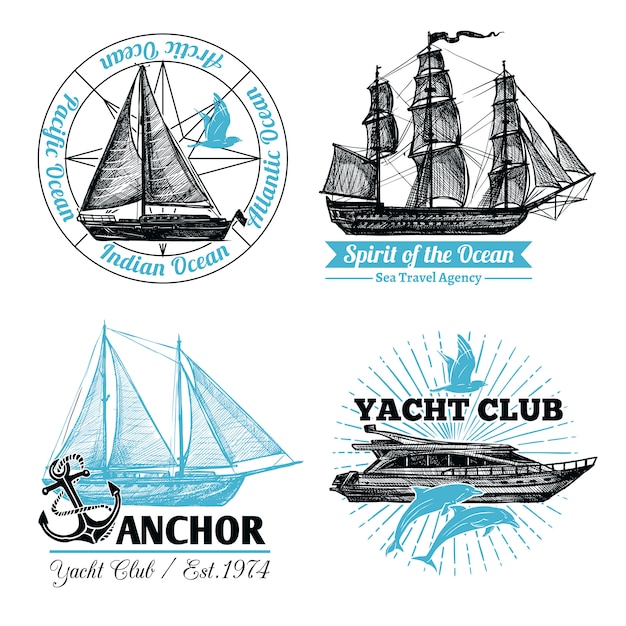 Free vector marine labels set