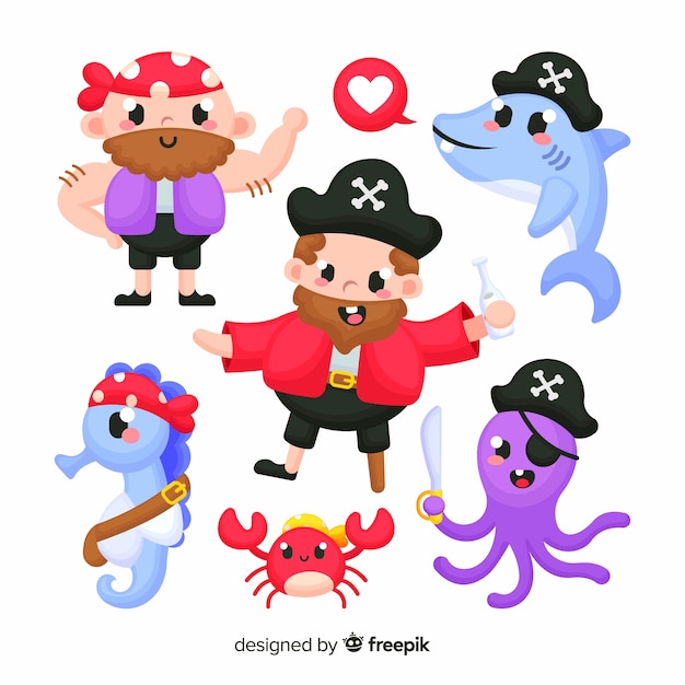 Cute Little Pirate Cat with Hook and Blindfold. Cartoon Animal Character  for Kids T-shirts, Nursery Decoration, Baby Shower, Stock Vector -  Illustration of cute, invitation: 249724112