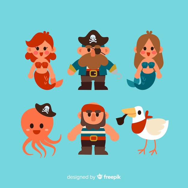 Free vector marine life character collection