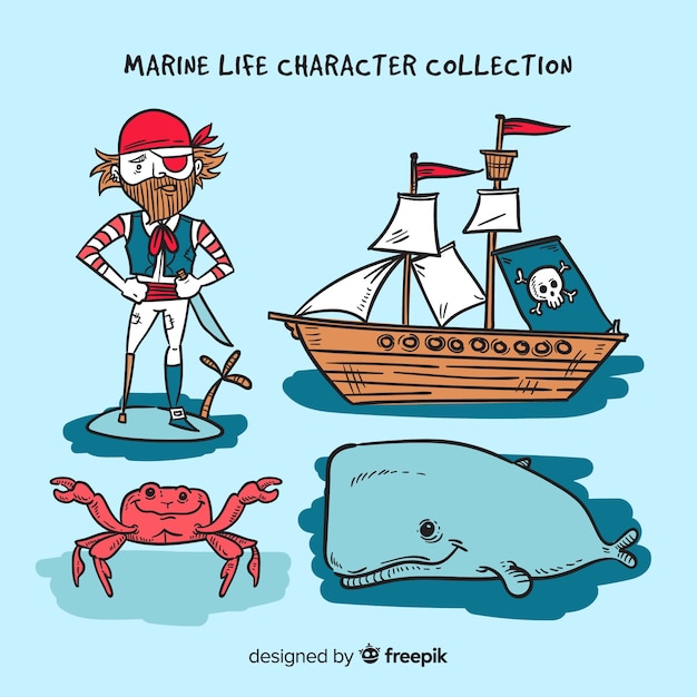 Marine life character collection