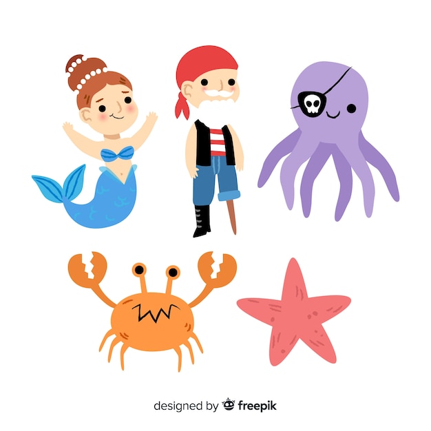 Free vector marine life character collection