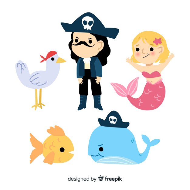 Marine life character collection