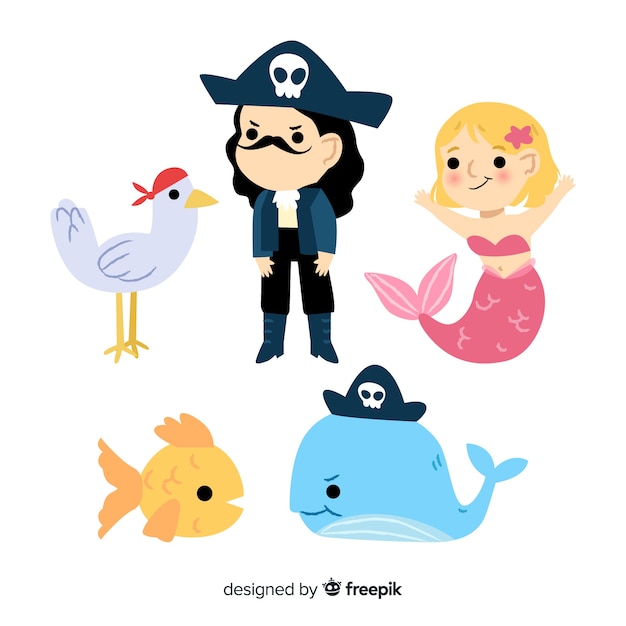 Marine life character collection