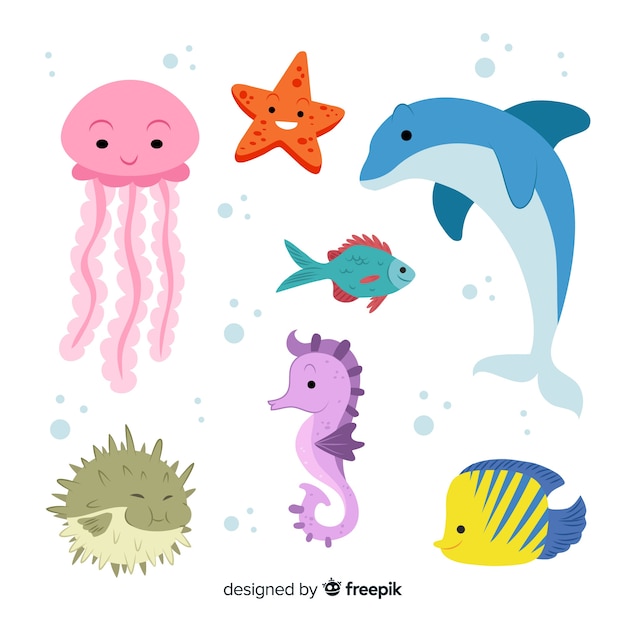 Marine life character collection