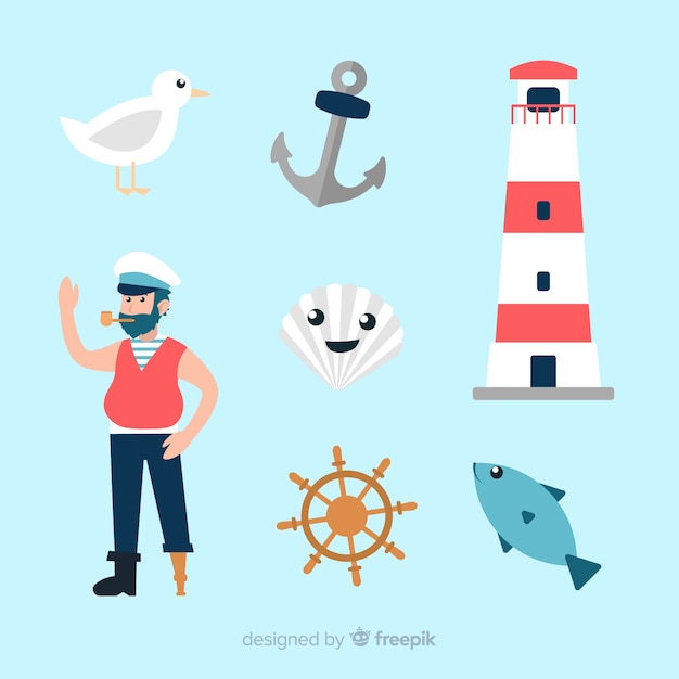 Free vector marine life character collection