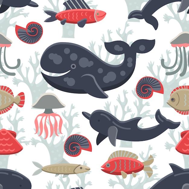 해양 생물 패턴 배경