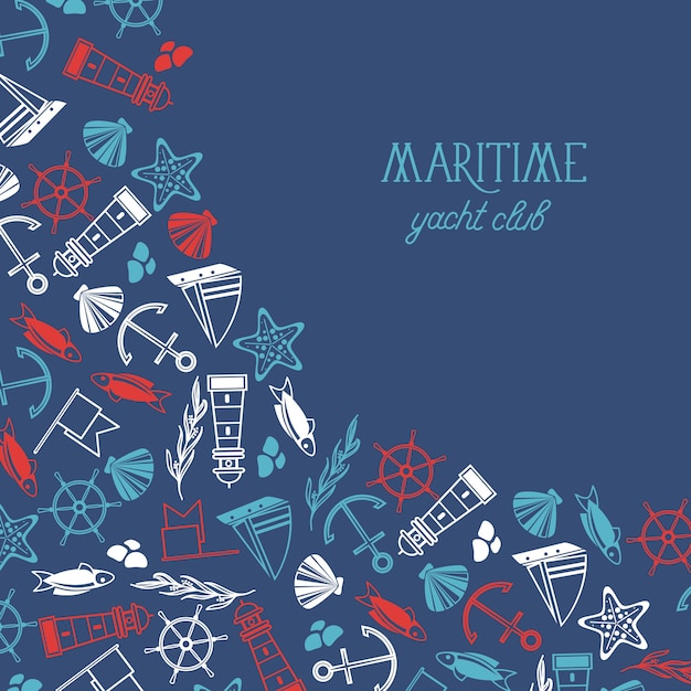 Maritime colorful yacht club poster divided on two parts