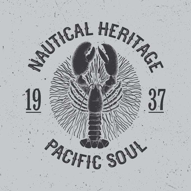 Maritime Design Poster with phrase nautical heritage Pacific Soul illustration