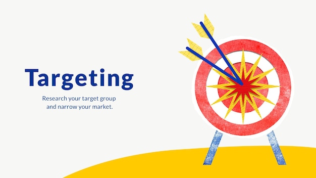 Market targeting business template vector with dart arrow graphic