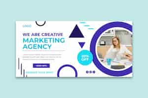 Free vector marketing agency horizontal banner template