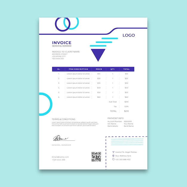Free vector marketing agency invoice template
