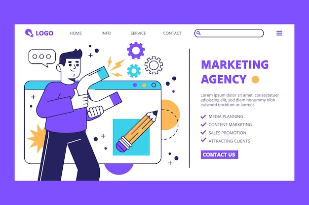 Free vector marketing agency landing page template