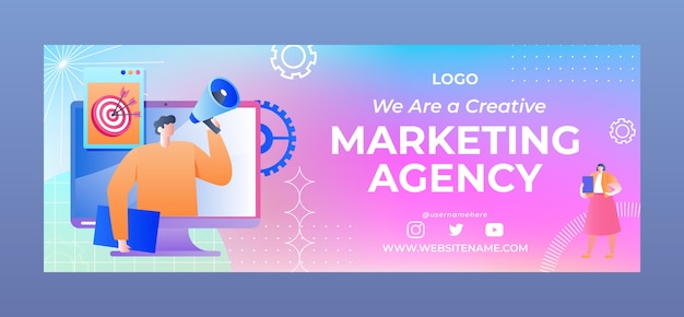 Vettore gratuito progettazione del modello di agenzia di marketing