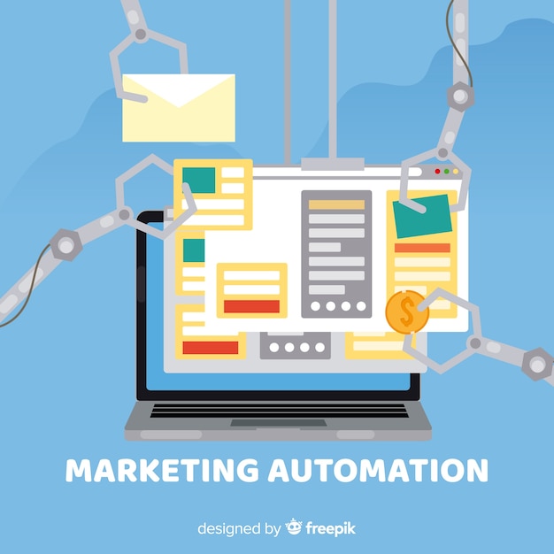 Vettore gratuito sfondo dell'automazione del marketing