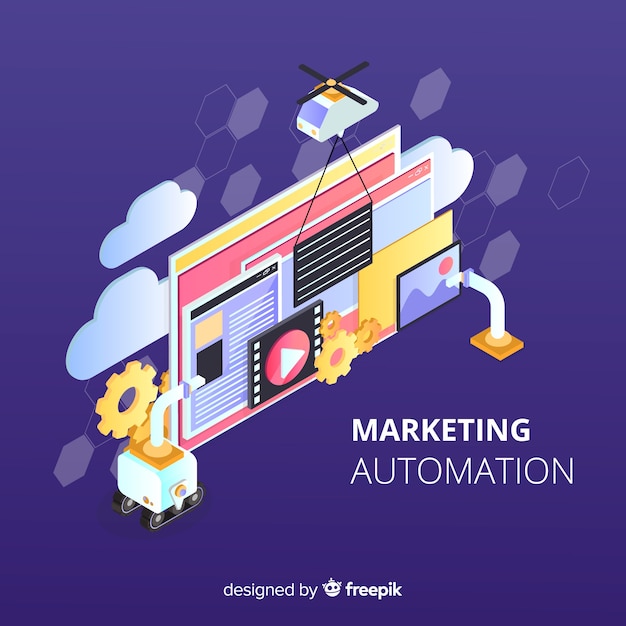 Free vector marketing automation flat background