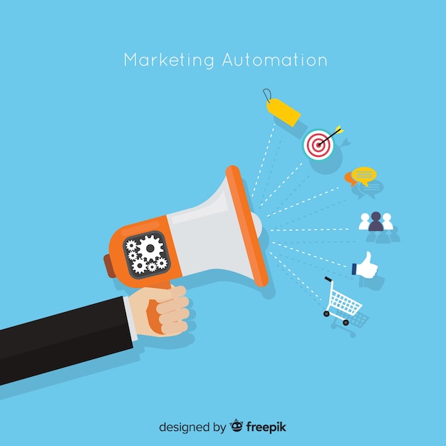 Marketing automation flat background