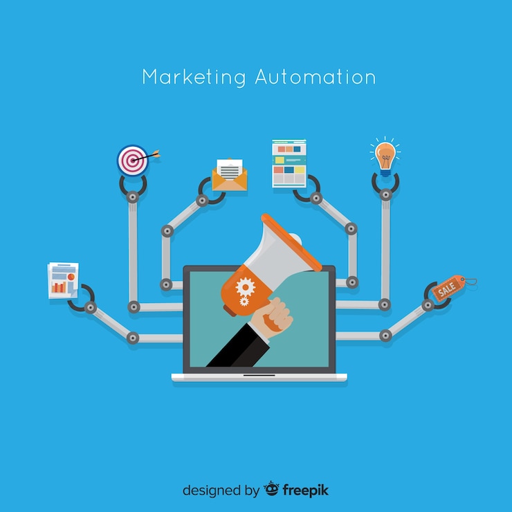 Free Vector marketing automation flat background