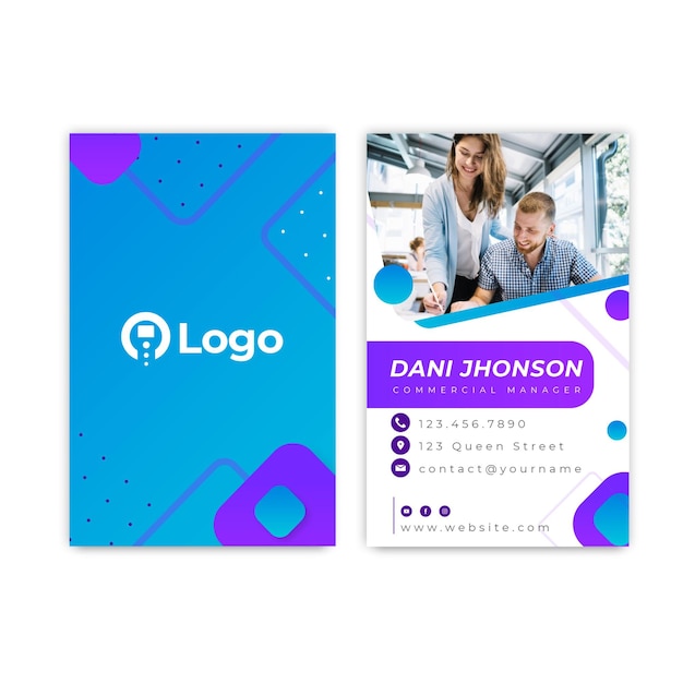 Free vector marketing business double-sided business card