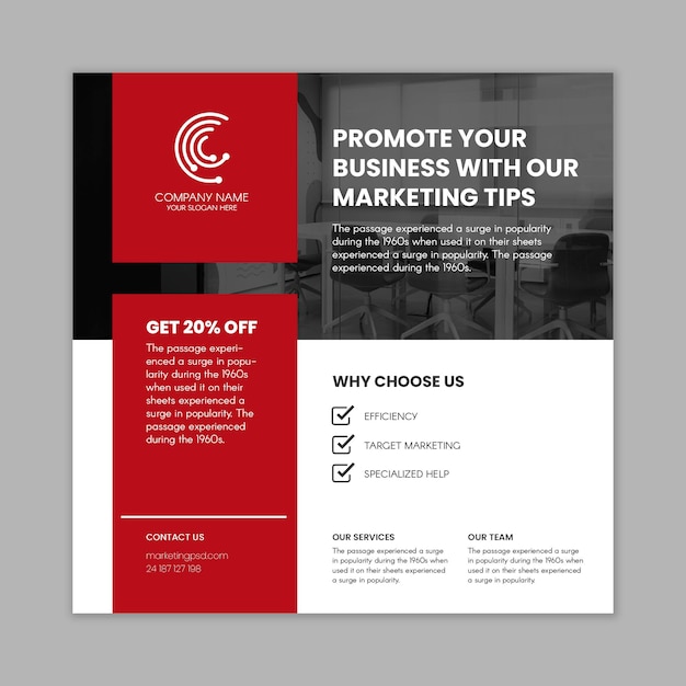 Free vector marketing business flyer square