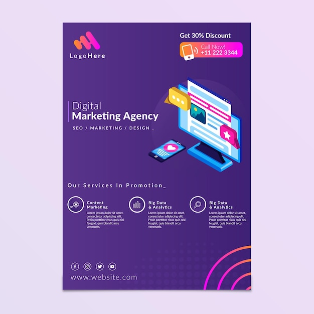 Free vector marketing business flyer template
