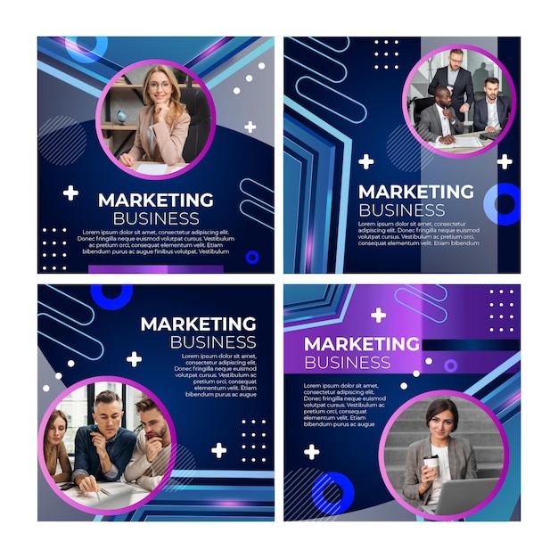 Free vector marketing business instagram posts template