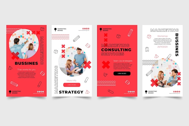 Free vector marketing business instagram stories template