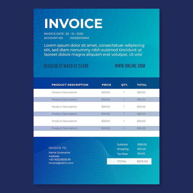 Marketing business invoice template