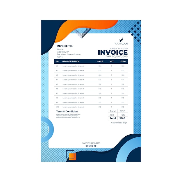 Marketing business invoice template