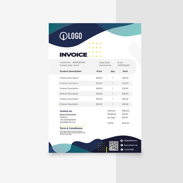 Marketing business invoice template