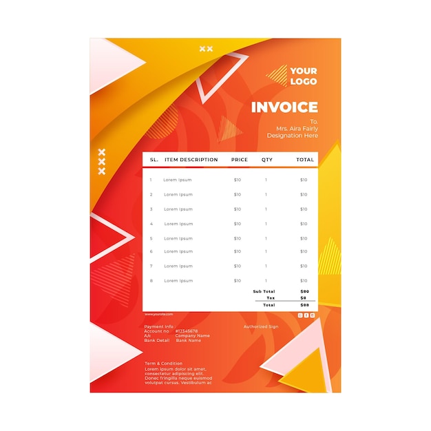 Marketing business invoice template