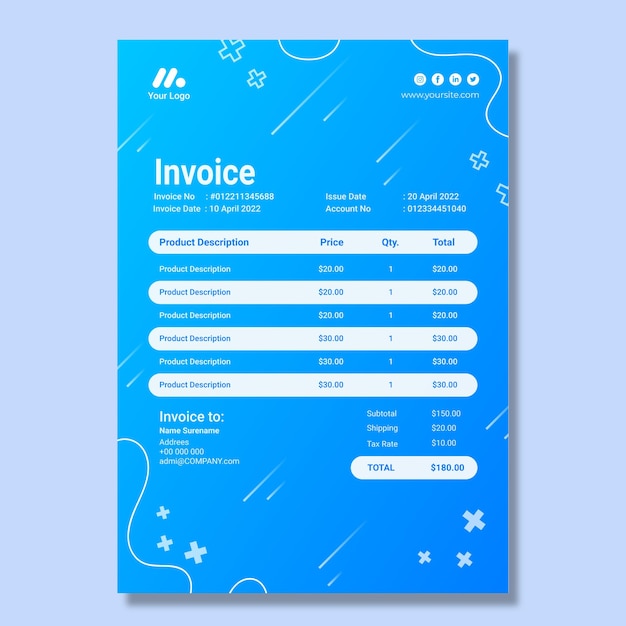 Marketing business invoice template
