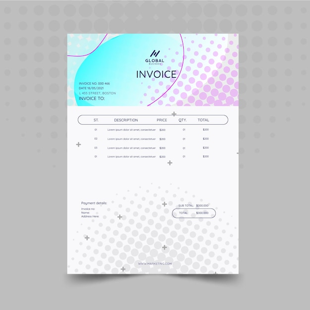 Marketing business invoice