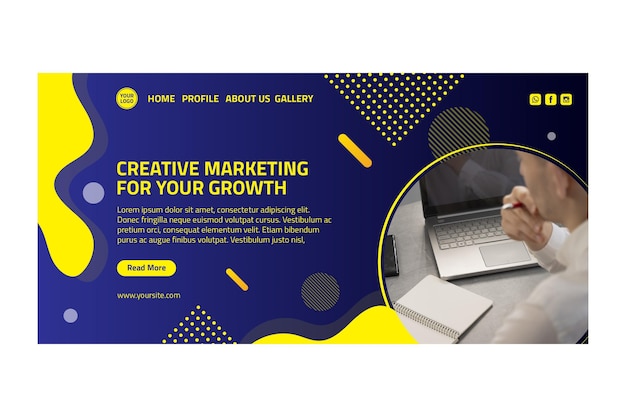 Free vector marketing business landing page template