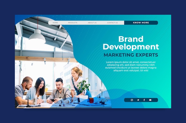 Free vector marketing business landing page template