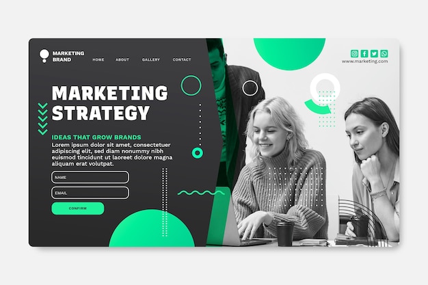 Free vector marketing business landing page template