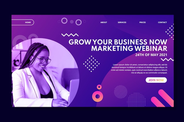 Free vector marketing business landing page