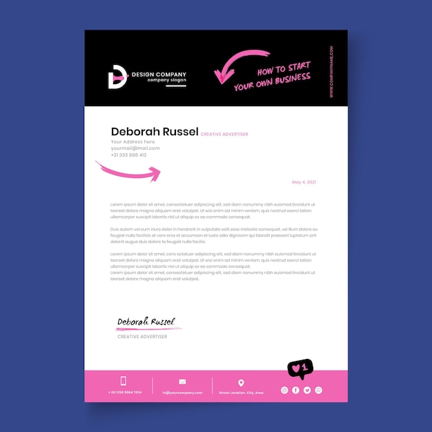 Marketing business letterhead template