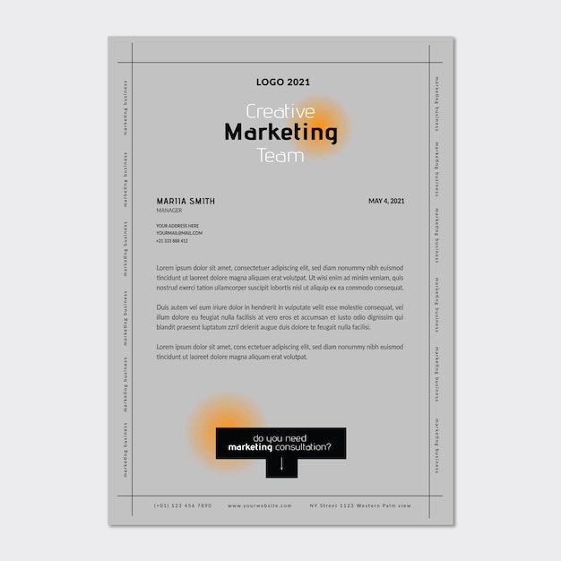 Free vector marketing business letterhead template