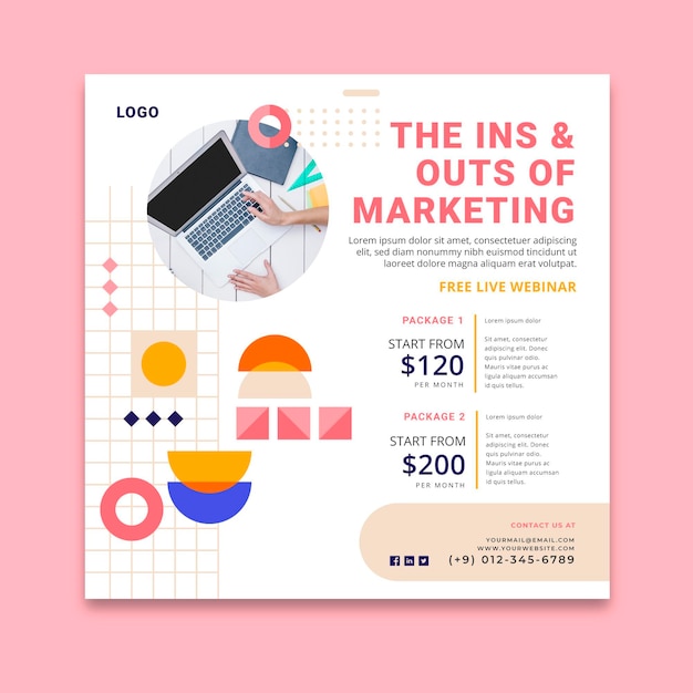 Marketing business squared flyer template