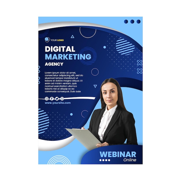 Free vector marketing business vertical flyer template