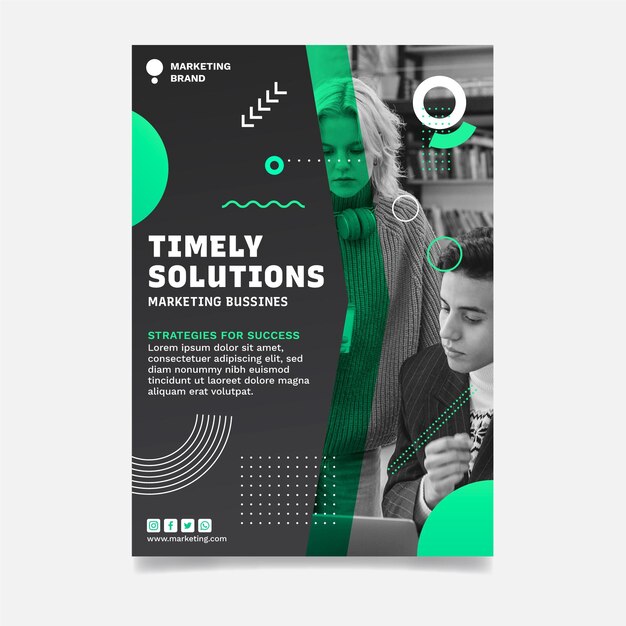 Free vector marketing business vertical flyer template