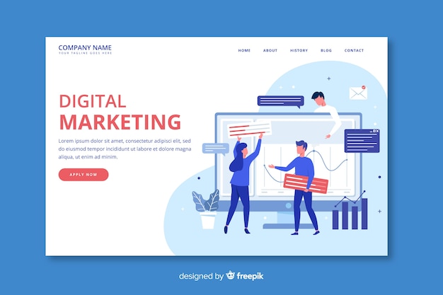 Free vector marketing concept landing page template
