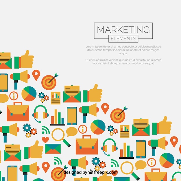 Marketing elements background in flat style