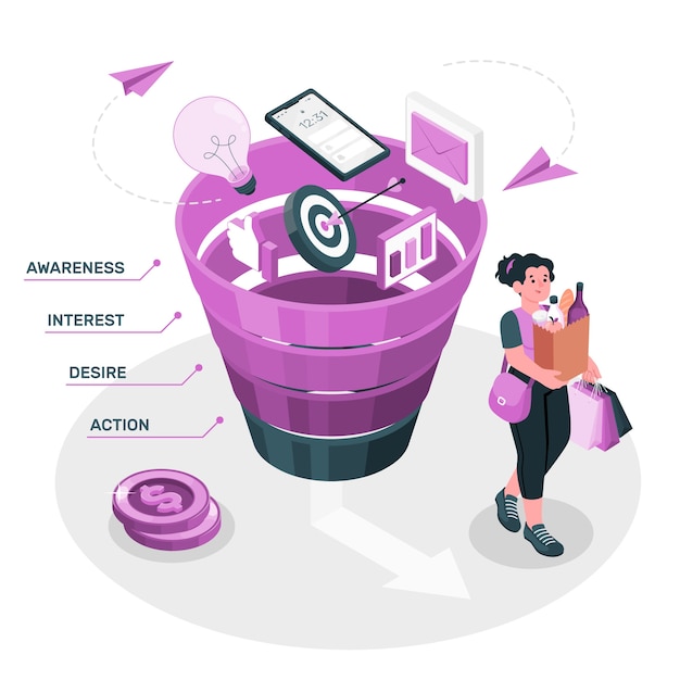 Free vector marketing funnel concept illustration